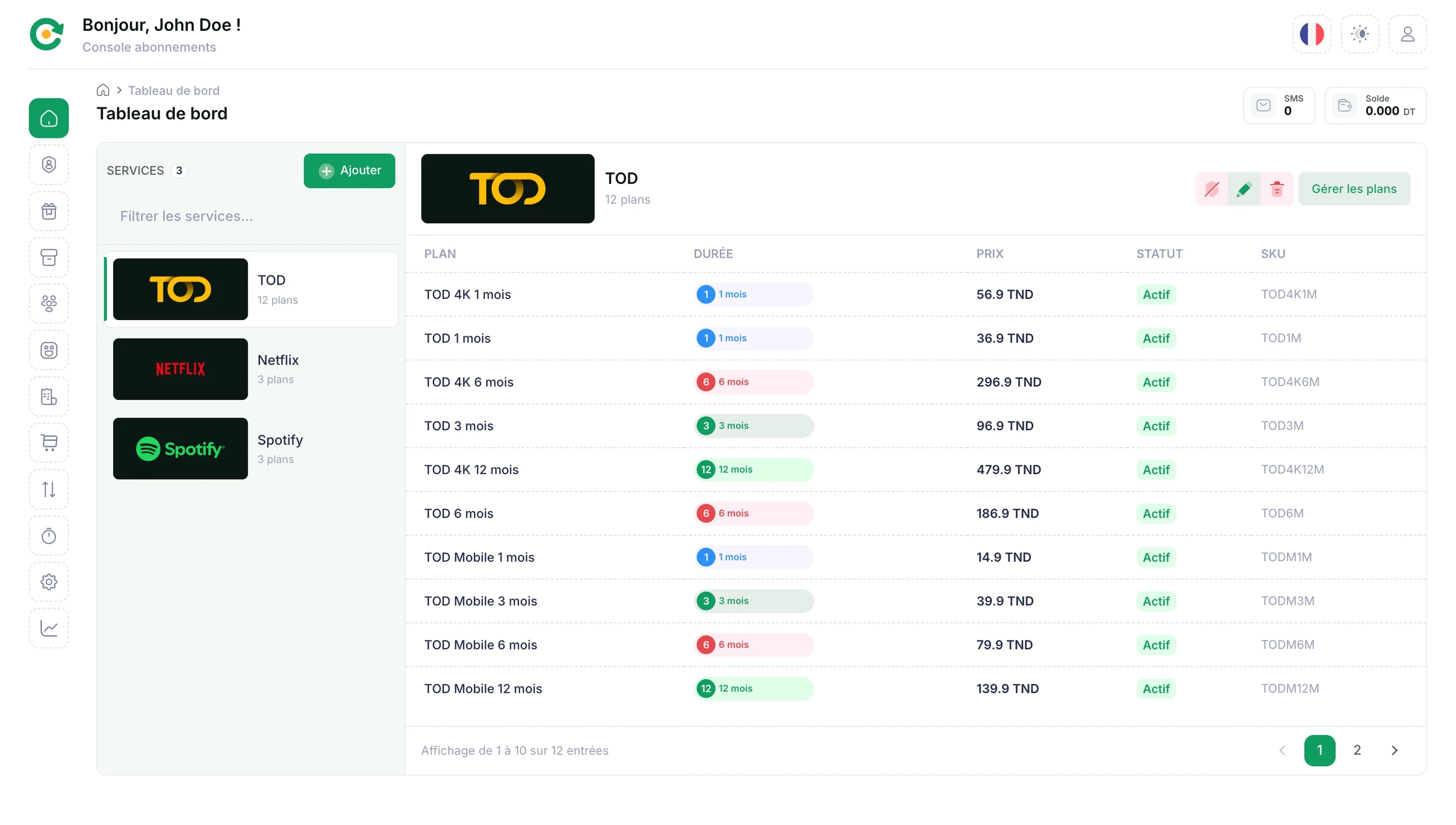 Redima subscriptions console