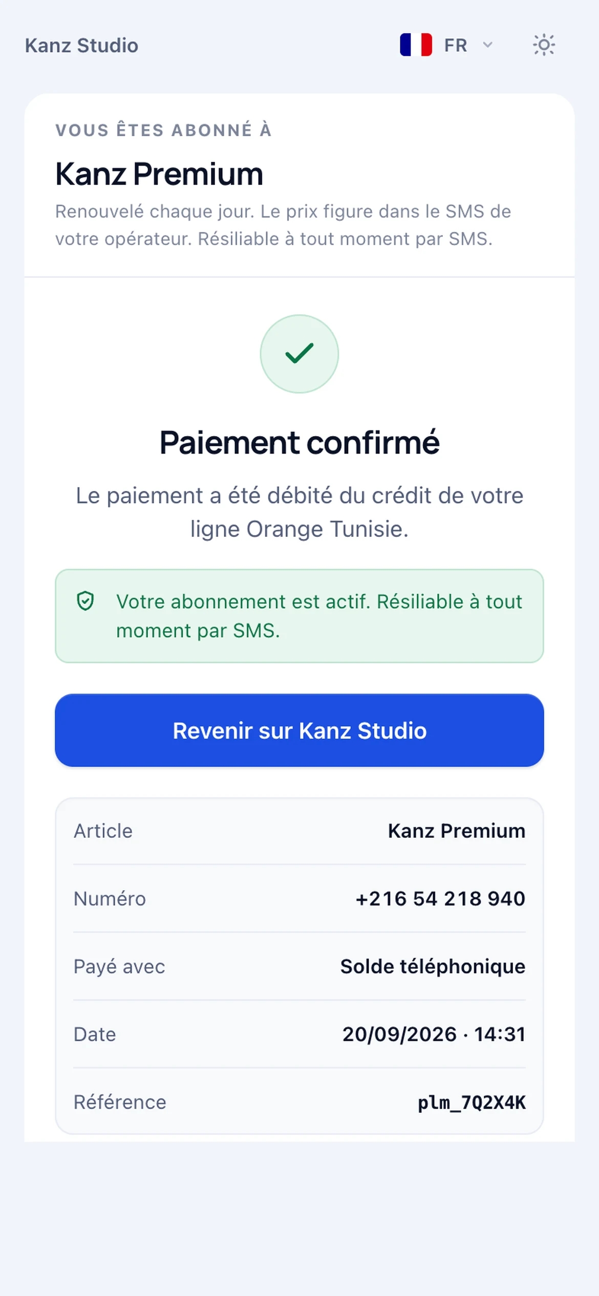 PayLumia checkout — step 3, confirmation